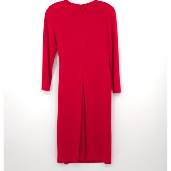 Lauren Ralph Lauren womens solid red sheath dress Size 4 gold ring 3/4 sleeve - Picture 8 of 12
